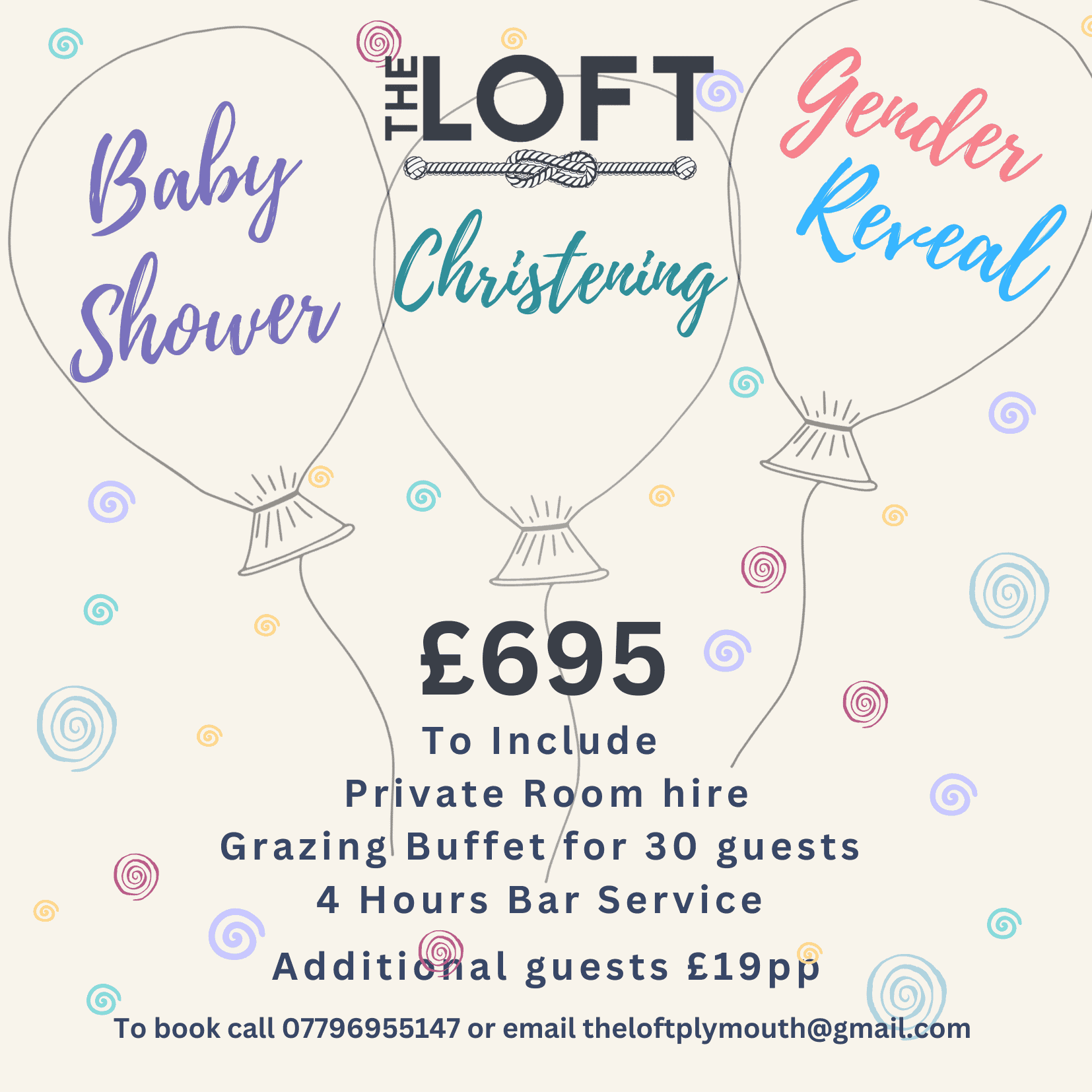 Hold your Baby Shower at The Loft Plymouth.