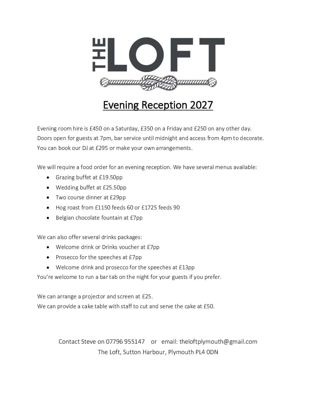 Evening Wedding Reception 2027